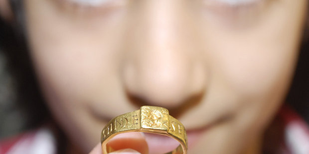 This National Trust shows the Roman gold ring that could have inspired J.R.R Tolkien to write The Hobbit and The Lord of the Rings. Photo / AP
