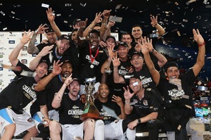 The Breakers celebrate winning their third straight Australian Basketball League title. Photo / Getty Images