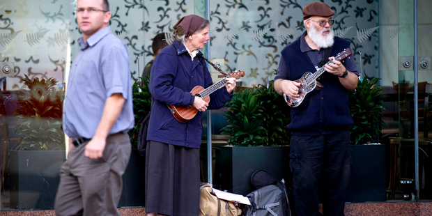 Regular buskers on Queen Street. Photo / Dean Purcell