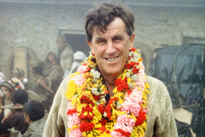 Sir Edmund Hillary at the opening of Bakanje School 1970 in Nepal. Photo / Auckland Museum collection, Sarah Ivey