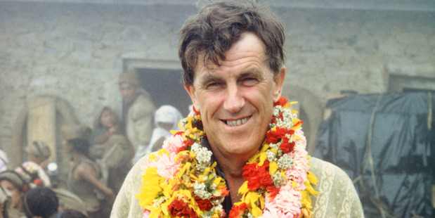 Sir Edmund Hillary at the opening of Bakanje School 1970 in Nepal. Photo / Auckland Museum collection, Sarah Ivey