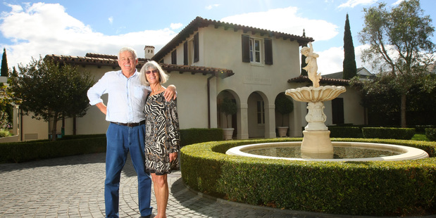 Brian and Gwen Frecker at their $9 million-plus home on Cliff Rd, St Heliers, where they have lived for 12 years. Photo / Chris Gorman