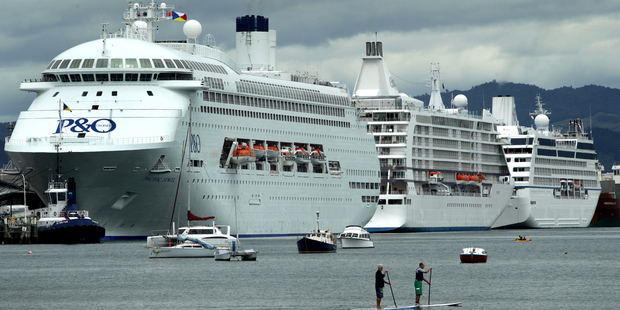 Both Tauranga and the Port of Auckland had days during summer when three cruise liners were berthed, putting a strain on the ports and attractions popular with passengers. Photo / Alan Gibson