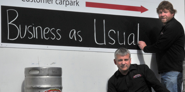 Emerson's Brewery general manager Bob King and founder Richard Emerson. Photo / Otago Daily Times