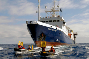 The Government is pushing through legislation to stop protests at sea. Photo / Greenpeace/Malcolm Pullman