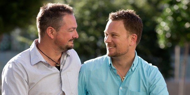 Partners Andy Jalfon (left) and Skot Barnett want the right to marry because a civil union "is not the same". Photo / Brett Phibbs