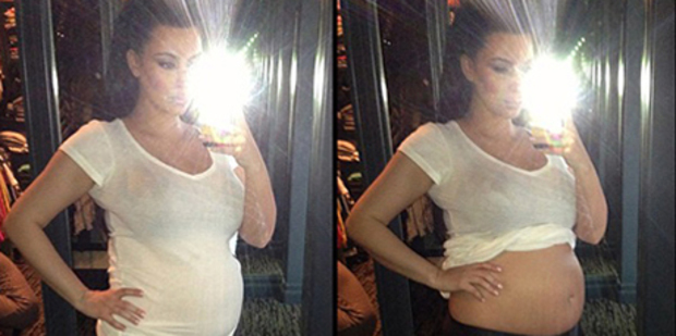 Kim Kardashian has unveiled her baby bump in a selfie on her Instagram.Photo / Instagram