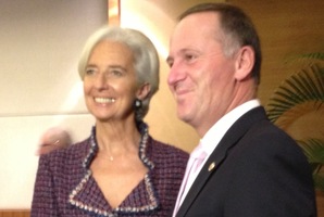 IMF managing director Christine Lagarde with NZ PM John Key.Photo / Audrey Young