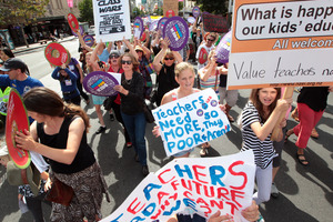 Unlike doctors, lawyers and accountants, who have a professional body in charge, teachers often have to protest to get their message across. Photo / Doug Sherring