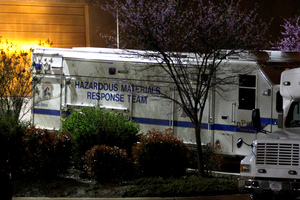 A U.S. Capitol Police hazmat vehicle is parked at a mail processing facility for Congressional mail in Prince George's County. Photo / AP