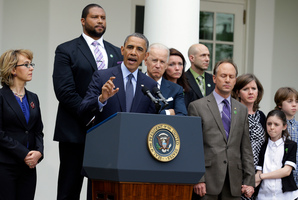 President Barack Obama gestures as he speaks during a news conference in the Rose Garden of the White House. Photo / AP
