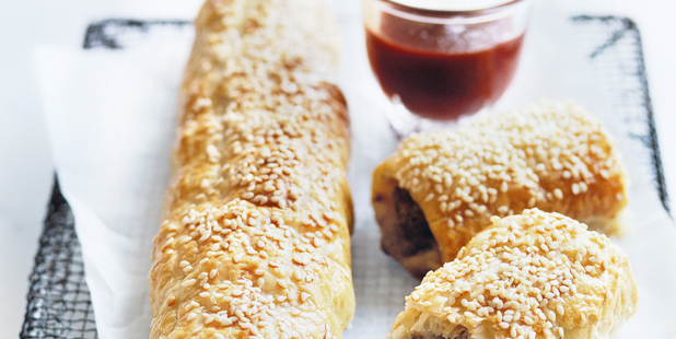 Lamb and mint sausage rolls. Photo / Donna Hay Magazine