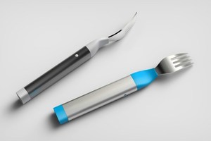 The HAPIfork - an electronic fork that vibrates when you eat too fast.Photo / AFP