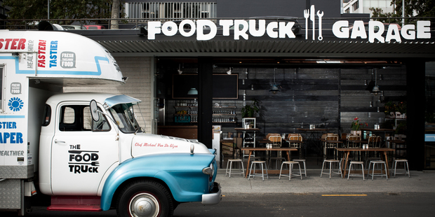 Michael Van de Elzen's latest restaurant The Food Truck Garage in The City Depot. Photo / Babiche Martens