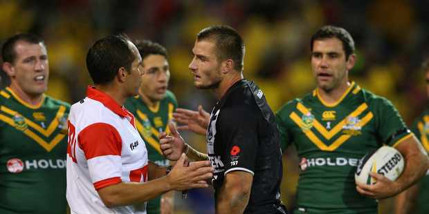 Ashley Klein and his fellow Australian officials made several calls which perplexed Kieran Foran and the Kiwis last week. Photo / Getty Images