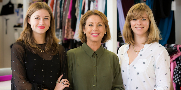 Brand manager Anna-Lise Sharma with her director mum Christine (centre) and design director and older sister Emily at Ruby. Photo / Greg Bowker