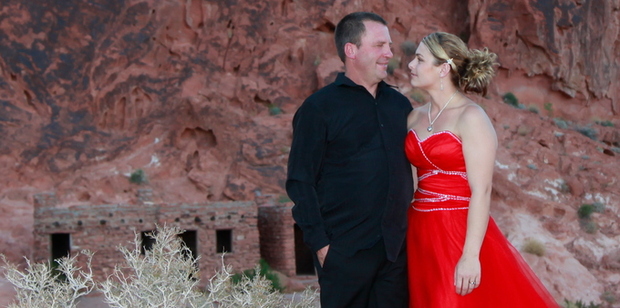 When Kylie and Glenn Perry married, Kylie wore the pendant containing the ashes of Charlie. Photo / Supplied