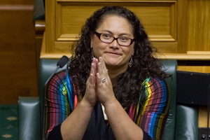 An emotional Louisa Wall after her speech during the final reading of the Marriage Amendment Bill at Parliament. Photo / Mark Mitchell