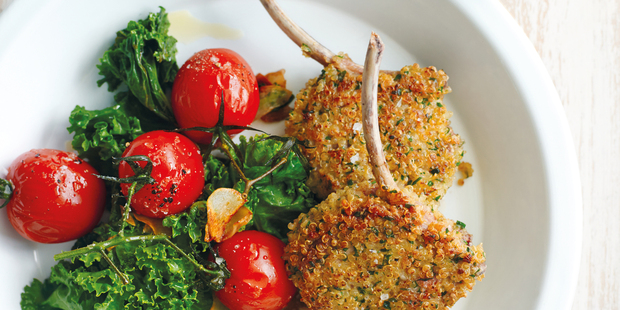 Quinoa crumbed lamb. Photo / Donna Hay Magazine