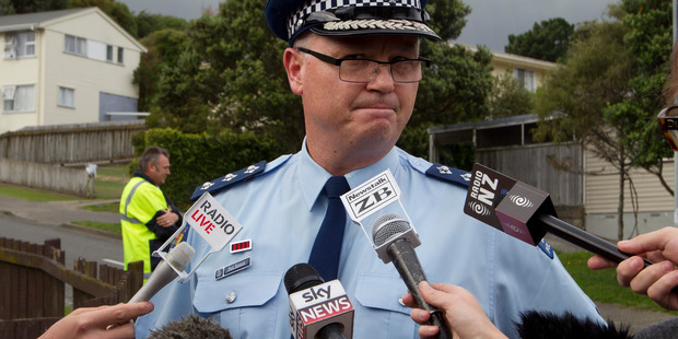 Kapiti-Mana District Commander Inspector Paul Basham during a press conference at Penguin Grove, Porirua, after the alleged incident. Photo / Mark Mitchell