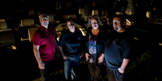 Auckland Spirit Chasers members (from left) Peter Baker, Vicki Wedd, Mary Judd and Axl Scottt. Photo / Dean Purcell