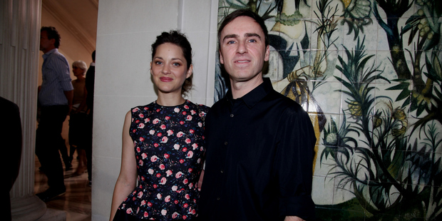 Marion Cotillard with Christian Dior creative director Raf Simons. Photograph / Supplied