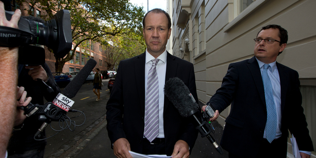 Former Hanover director Mark Hotchin leaves the High Court in Auckland yesterday. Photo / Brett Phibbs