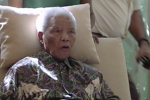 The ailing anti-apartheid icon Nelson Madela three weeks after being released from hospital. Photo / AP