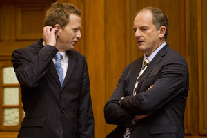 Greens co-leader Russel Norman (left) and Labour leader David Shearer propose to intervene in the electricity market if their parties become the government next year. Photo / Mark Mitchell
