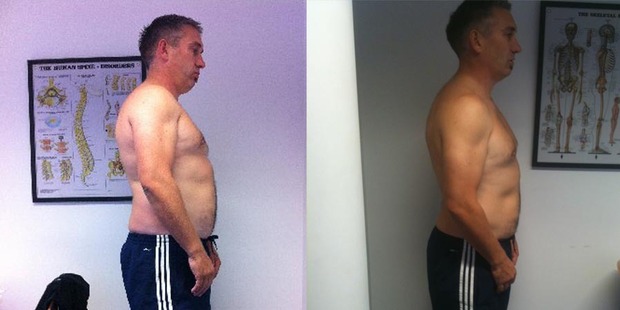 At the start of his regime, Steve Deane weighed in at 105.6kg. After the four-week peptide project, Steve weighed 98.7kg. Photo / Supplied