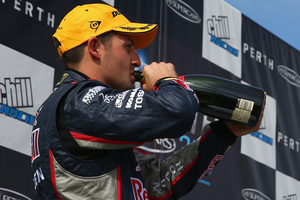 Whincup grabbed the lead from Lowndes in the final race of the weekend. Photo / Getty Images
