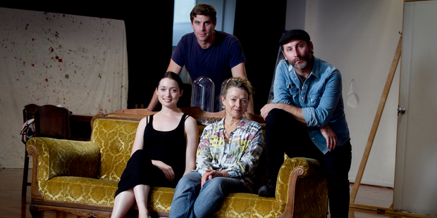 Richard Knowles, Antonia Prebble, Elizabeth Hawthorne and Edmund Wright in rehearsal for The Glass Menagerie. Photo / Natalie Slade