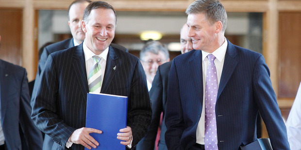 John Key and Bill English have a lot riding on the float's success. Photo / Mark Mitchell