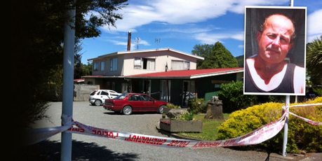 The crime scene in Featherston, and Glen Jones (inset). Photos / Rebecca Quilliam