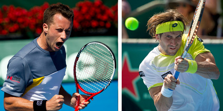 Ferrer (right) of Spain is chasing his 4th Heineken Open title and Kohlschreiber from Germany has played rock solid all week. Photos / Dean Purcell, Brett Phibbs