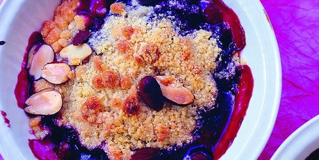 Cherry almond crumble. Photo / Jonathan Lovekin