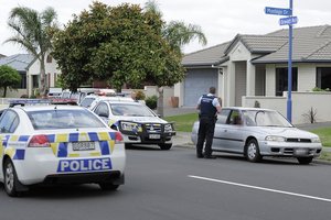 Police searching for the intruder in Papamoa. Photo / Bay of Plenty Times