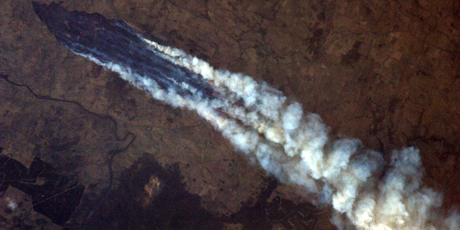 Photos of Australian bushfires taken by Commander Chris Hadfield from the International Space Station. Pictures / Chris Hadfield / NASA