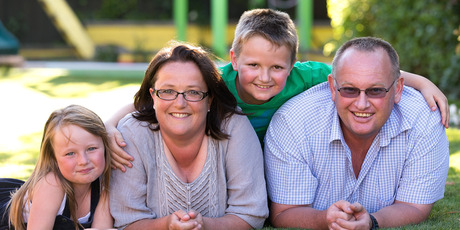 Brent and Kathryn Morgan with Mackenzie and Willie. They survived the Boxing Day tsunami in 2004. Photo / Martin Hunter