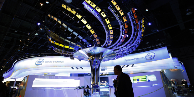 The Intel booth in Las Vegas. Photo / AP