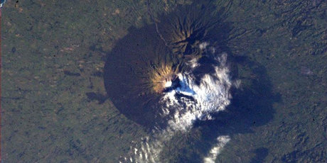 Mt Taranaki, as seen from space. Photo / Twitter