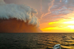 The spectacular haboob which rolled across northwestern Australia and out to the Indian Ocean. Photo / Perth Weather Live/Brett Martin