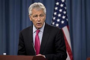 Defence Secretary Chuck Hagel speaks during a joint news conference at the Pentagon. Photo / AP