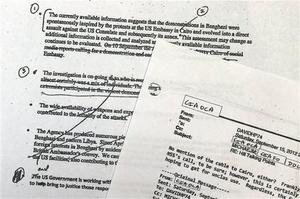 A portion of pages of emails that the White House released today Photo / AP