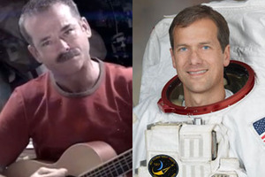 Chris Hadfield (left) and Thomas Marshburn have amassed thousands of fans on social media during their time in space. Photos / NASA/Twitter