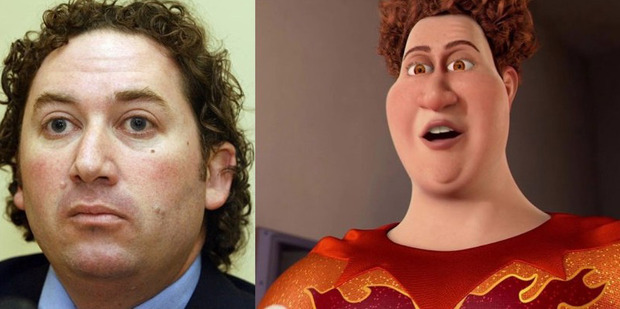 Lookalike: Aaron Gilmore and Titan (the baddie from animated feature Megamind ). Photo / Supplied