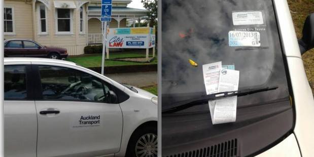 The driver of an Auckland Transport car parked in a disability carpark in Mt Eden will be hit with a $150 fine. Photo / Supplied