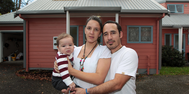 Maria Moran, Alejo Ramirez and baby Benicio are house-hunting in Avondale. Photo / Doug Sherring