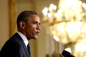 President Barack Obama announces the sacking of the acting IRS head in the East Room of the White House. Photo / AP