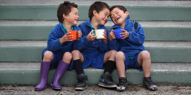 Triplets (from left) Kawa, Noah and Kingi Grey have been happy members of the Malfroy School Breakfast Club in Rotorua. Photo / APN